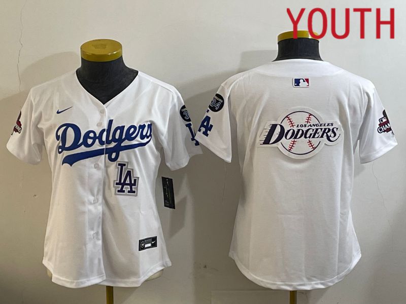 Youth Los Angeles Dodgers Blank White Game 2024 Nike MLB Jersey style 12099